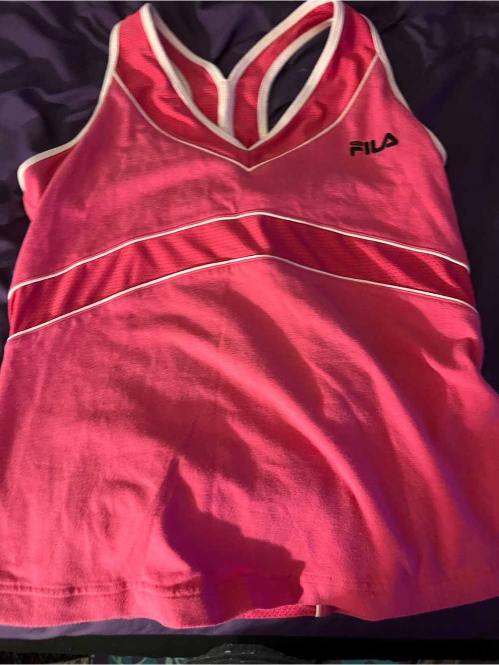 Fila Women's Hot Pink Racerback Swim Cover-Up with White Trim